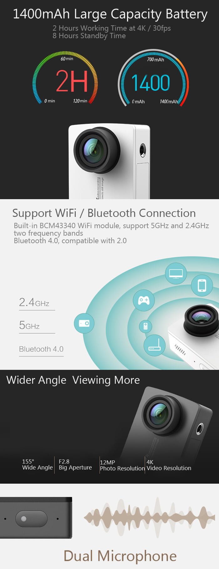 Xiaomi Yi II 4K Action Cam - Akku / WiFi / Weitwinkel